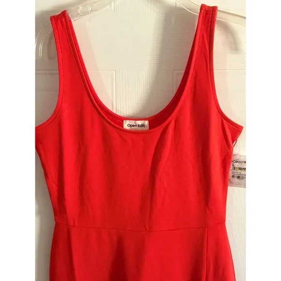 NWT New Nordstrom Open Edit Womens Red Grenadine Sleeveless Tank Dress M - Picture 5 of 12